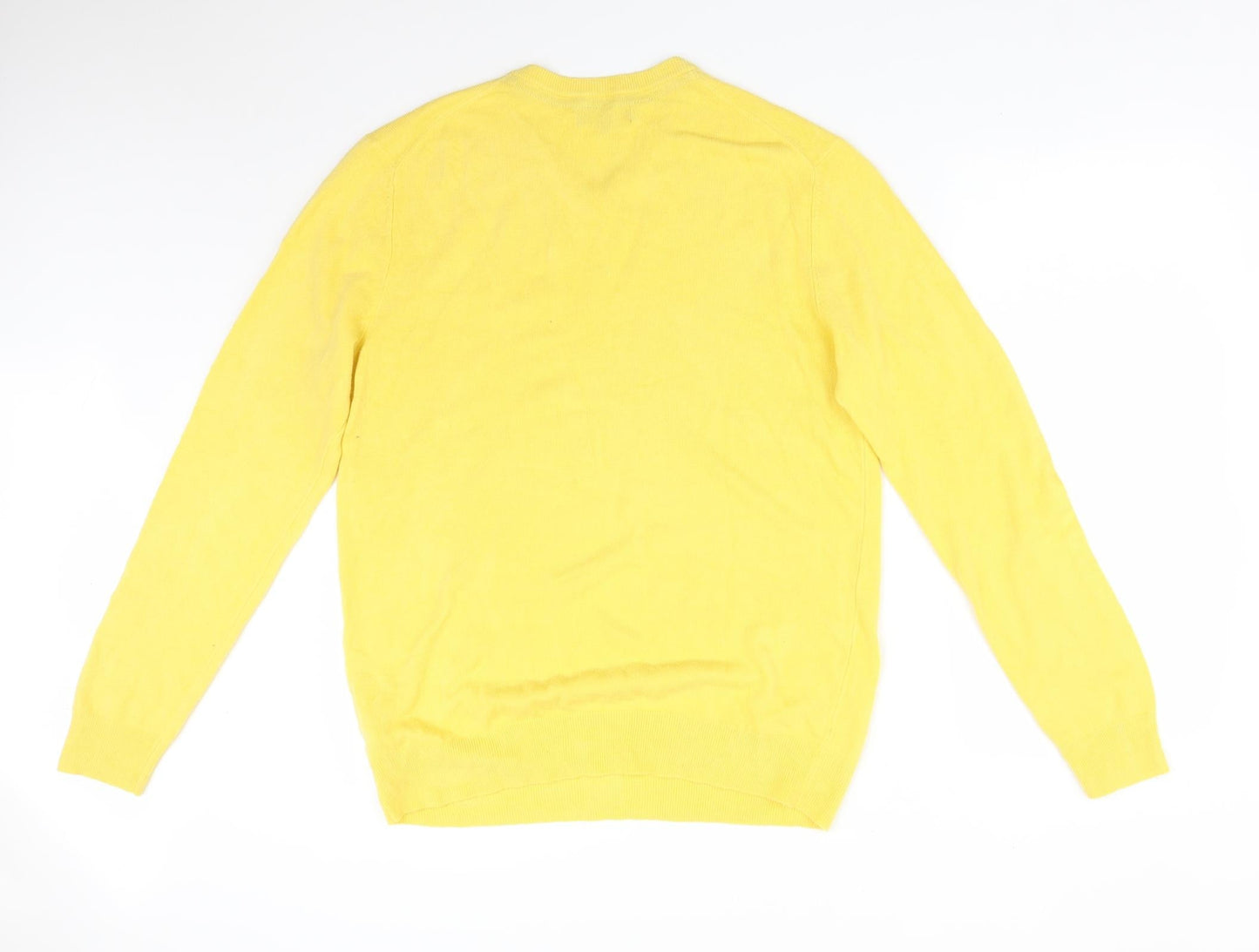 COLLECTION Mens Yellow  Acrylic  T-Shirt Size L V-Neck