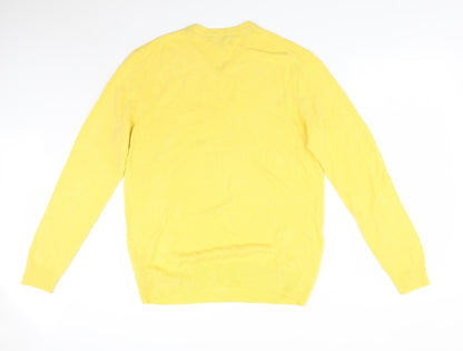 COLLECTION Mens Yellow  Acrylic  T-Shirt Size L V-Neck