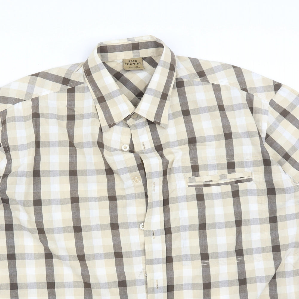 BACK COUNTRY Mens Multicoloured Check Polyester  Button-Up Size L Collared