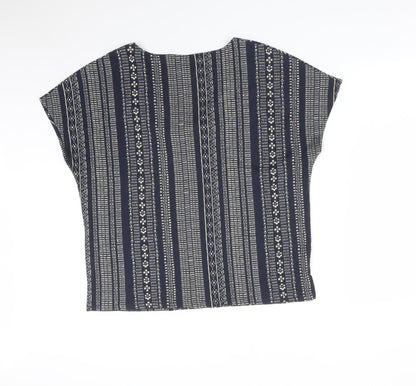 UTMEG Womens Multicoloured Striped Polyester Basic T-Shirt Size 14 V-Neck