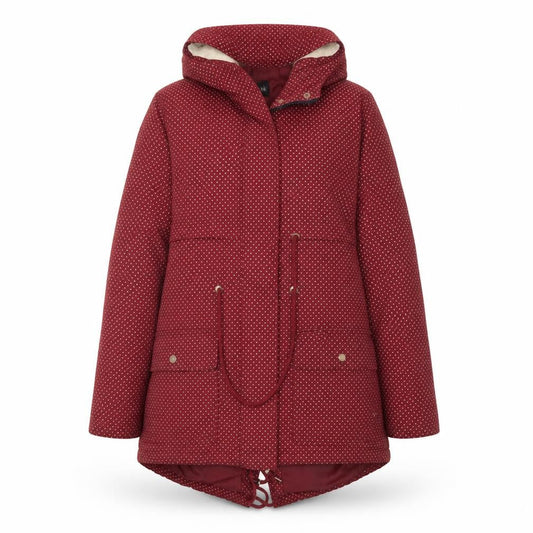 B. YOU Womens Red Polka Dot  Overcoat Coat Size 12
