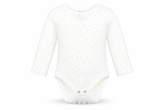 Front view of F&F Baby Multicoloured Polka Dot Cotton Babygrow One-Piece, size 3-6, Months