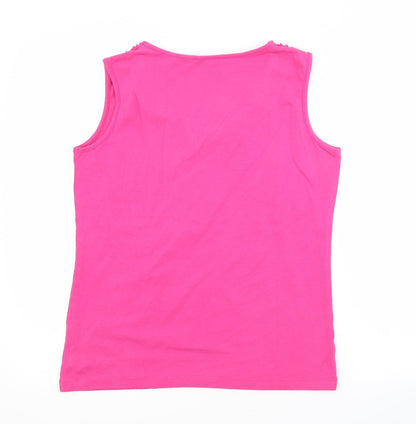 Lakeland Womens Pink  Cotton Basic Tank Size 12 Scoop Neck