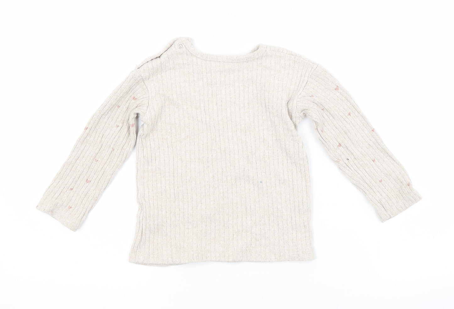 George Baby Beige Geometric Viscose Basic T-Shirt Size 12-18 Months Crew Neck