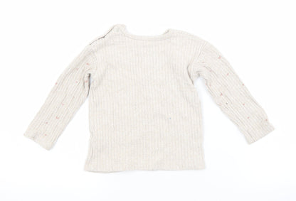 George Baby Beige Geometric Viscose Basic T-Shirt Size 12-18 Months Crew Neck