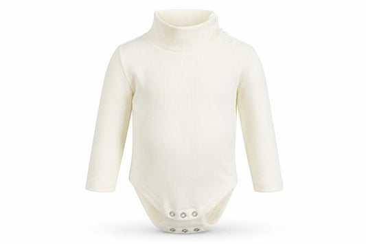 Front view of Nutmeg Baby White Cotton Babygrow One-Piece, size 12-18, Months