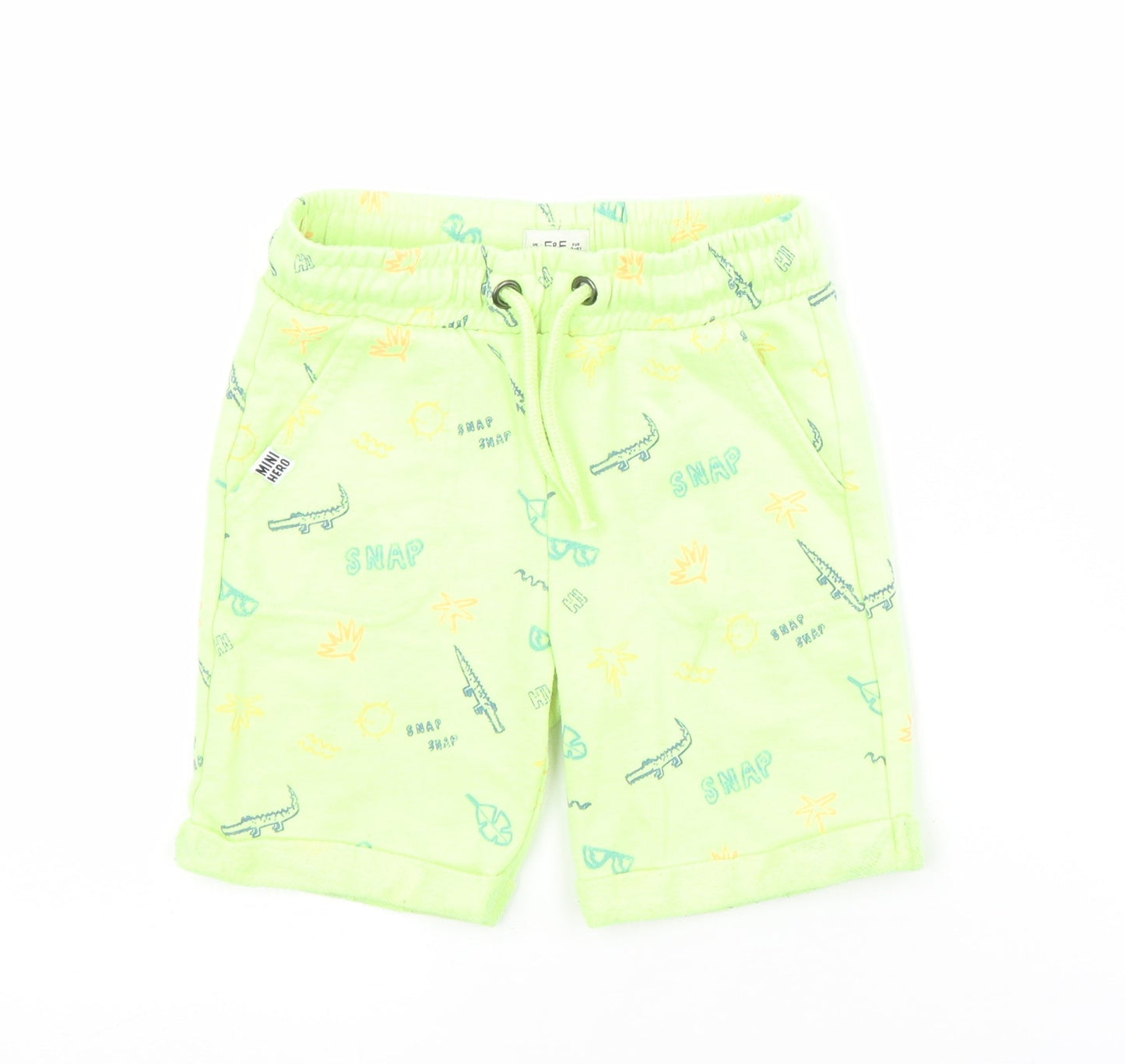 F&F Boys Green Geometric Cotton Sweat Shorts Size 3-4 Years  Regular