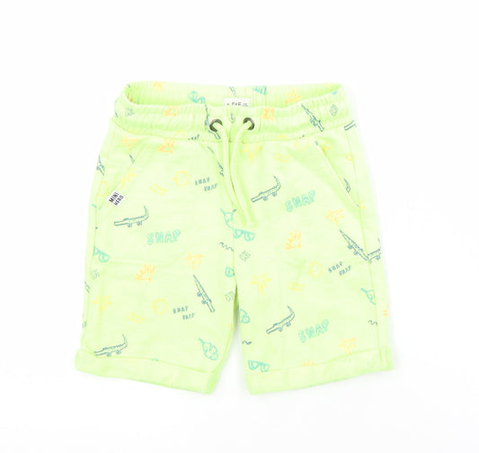 F&F Boys Green Geometric Cotton Sweat Shorts Size 3-4 Years  Regular