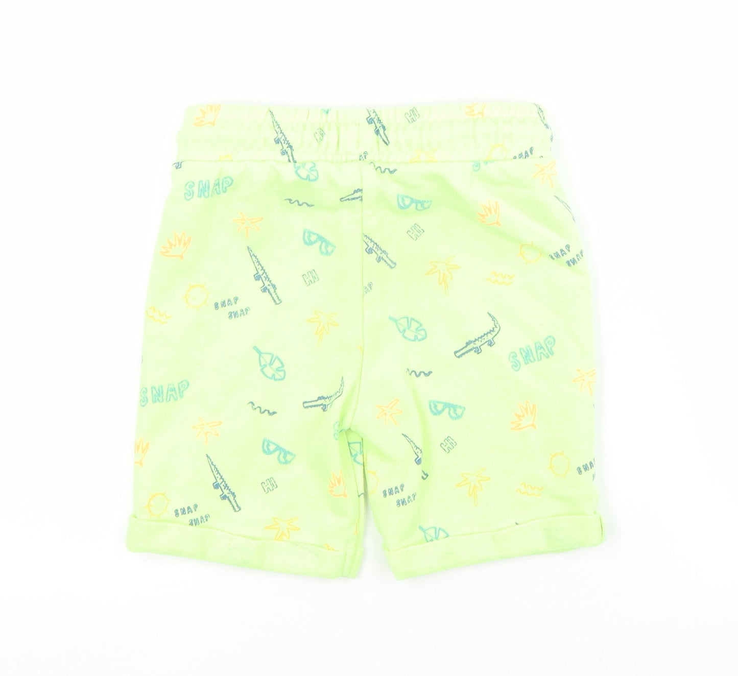 F&F Boys Green Geometric Cotton Sweat Shorts Size 3-4 Years  Regular