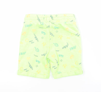 F&F Boys Green Geometric Cotton Sweat Shorts Size 3-4 Years  Regular