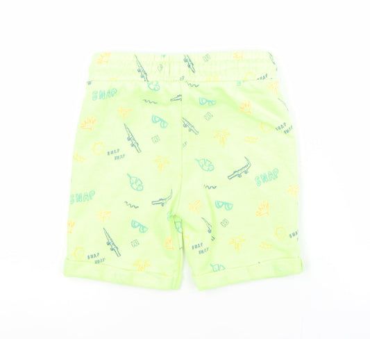 F&F Boys Green Geometric Cotton Sweat Shorts Size 3-4 Years  Regular
