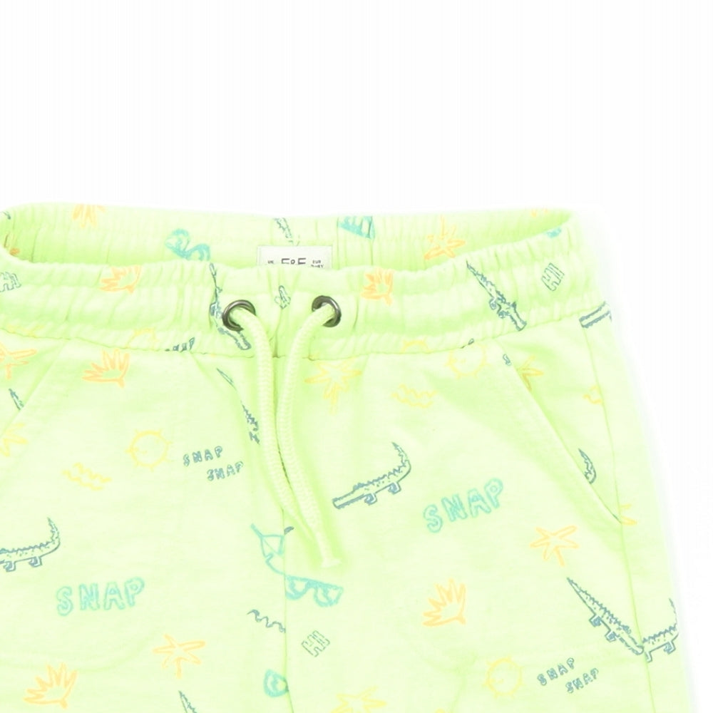F&F Boys Green Geometric Cotton Sweat Shorts Size 3-4 Years  Regular