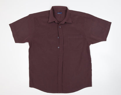 Mens UK Size M Matalan Purple  Button-Up Short Sleeve Casual Shirt