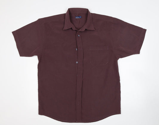 Mens UK Size M Matalan Purple  Button-Up Short Sleeve Casual Shirt