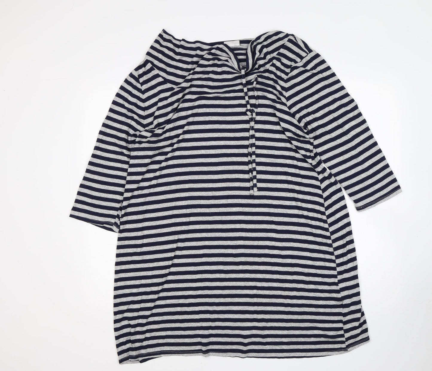 Roman Womens Multicoloured Striped Viscose T-Shirt Dress  Size L  Boat Neck