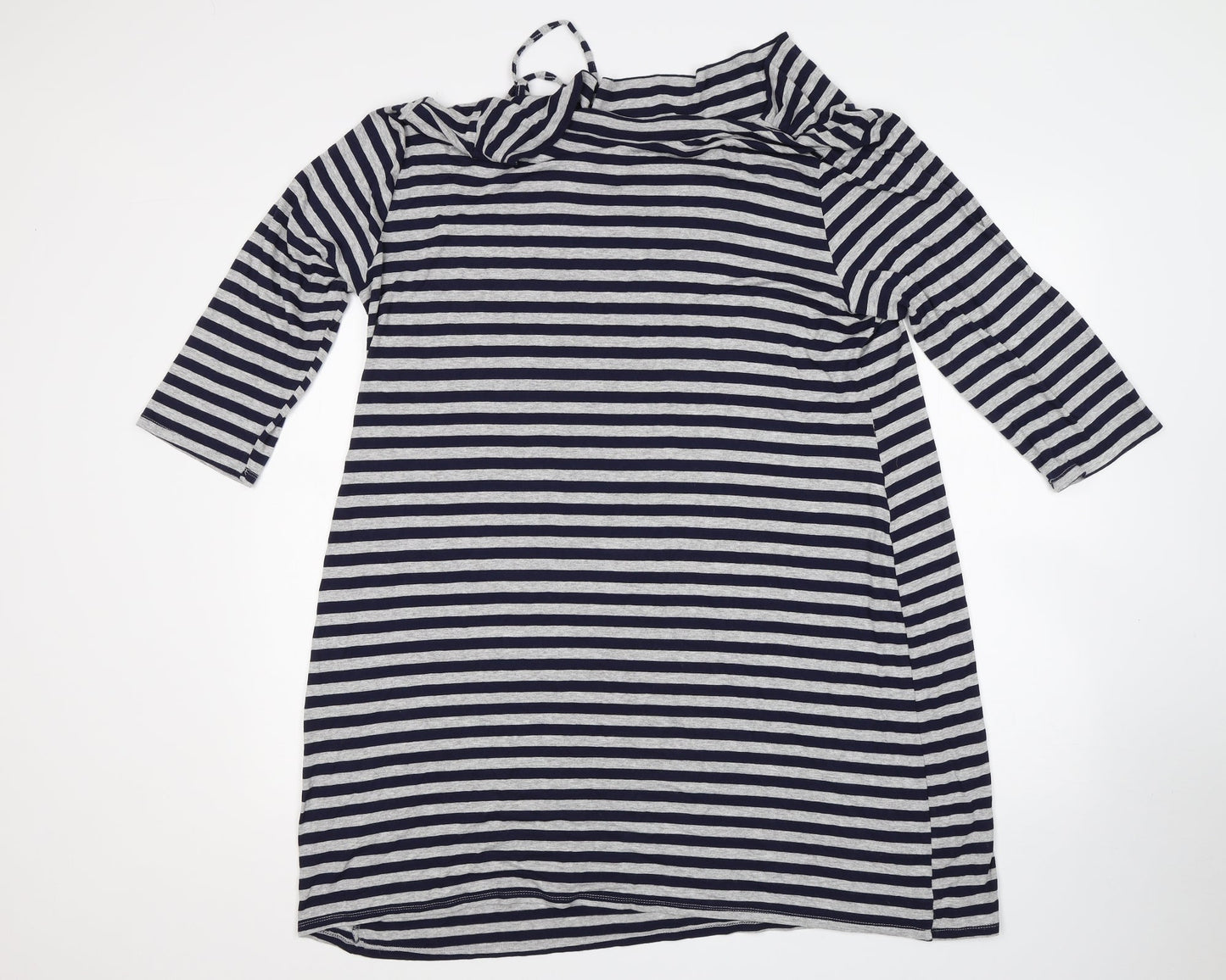 Roman Womens Multicoloured Striped Viscose T-Shirt Dress  Size L  Boat Neck