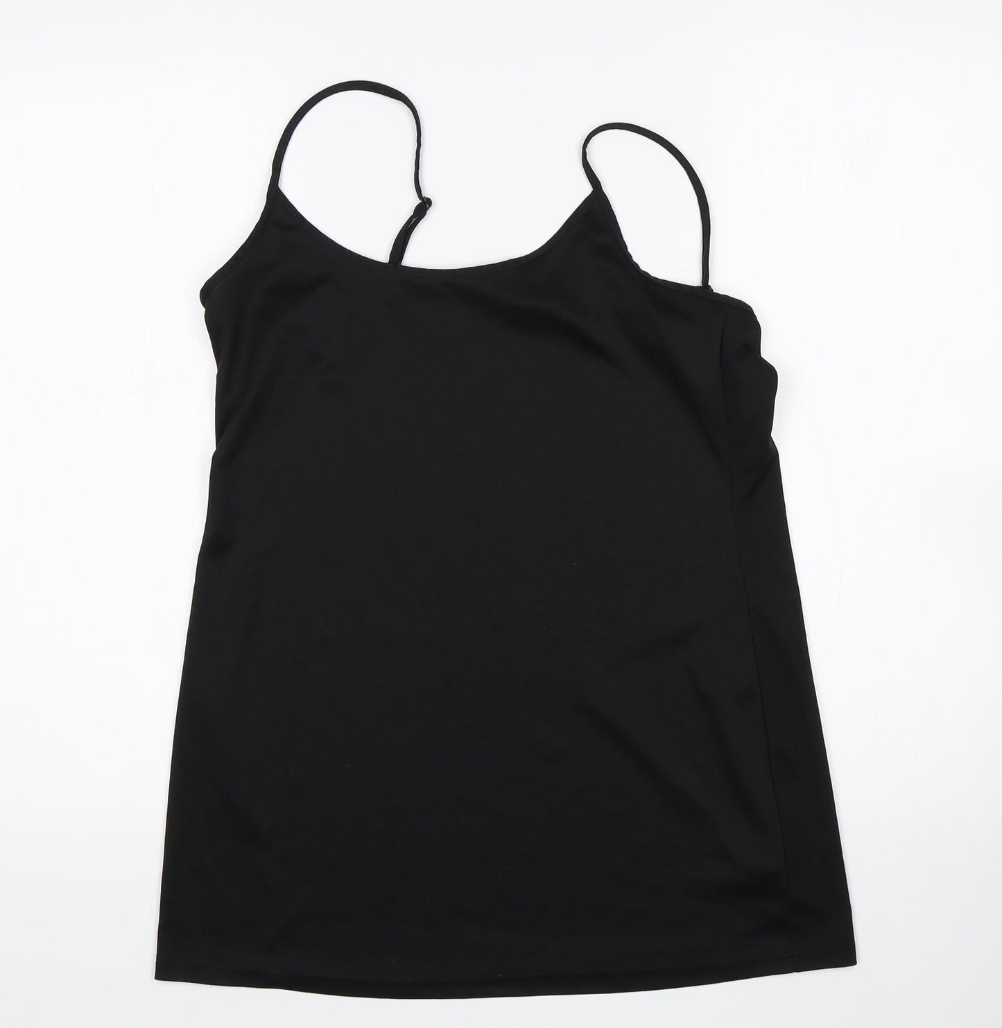 M&S Womens Black  Polyester Basic Tank Size 12 Round Neck