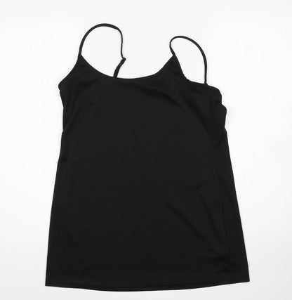 M&S Womens Black  Polyester Basic Tank Size 12 Round Neck
