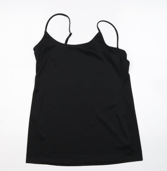 M&S Womens Black  Polyester Basic Tank Size 12 Round Neck