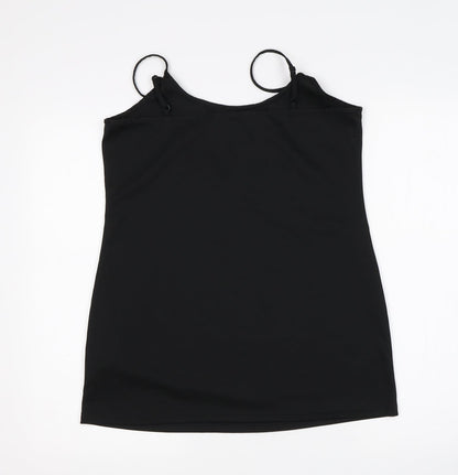 M&S Womens Black  Polyester Basic Tank Size 12 Round Neck
