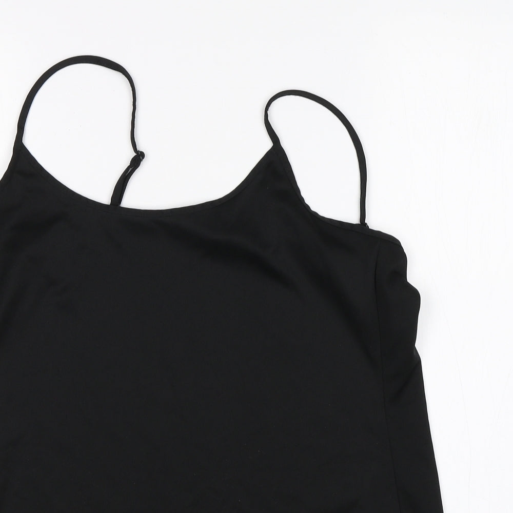 M&S Womens Black  Polyester Basic Tank Size 12 Round Neck