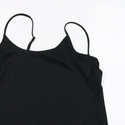 M&S Womens Black  Polyester Basic Tank Size 12 Round Neck
