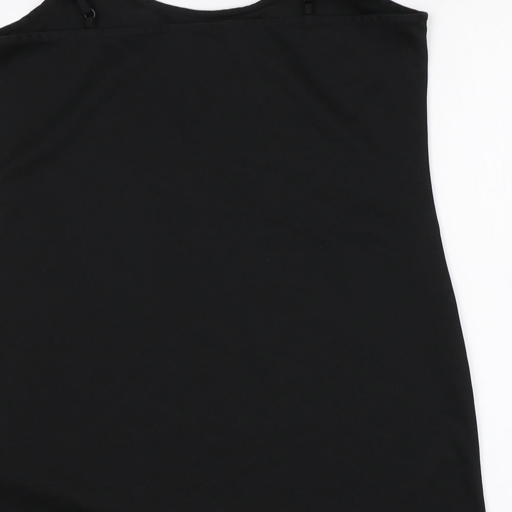 M&S Womens Black  Polyester Basic Tank Size 12 Round Neck