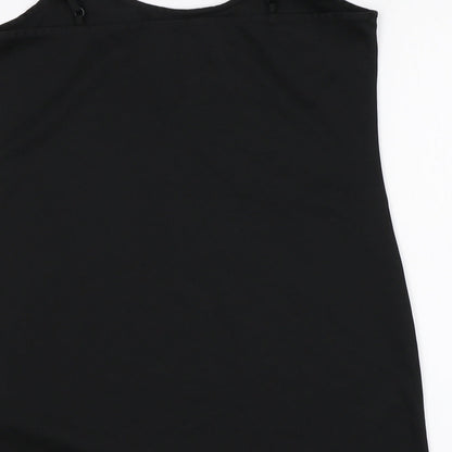 M&S Womens Black  Polyester Basic Tank Size 12 Round Neck