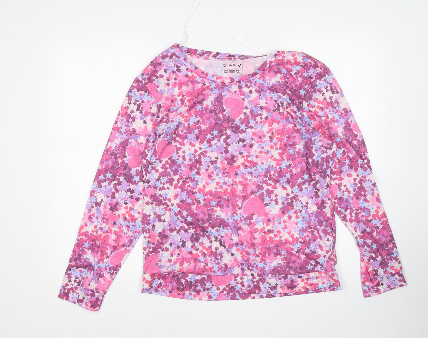 F&F Womens Multicoloured Floral Polyester Top Pyjama Top Size 8