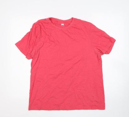 F&F Womens Pink  Cotton Basic T-Shirt Size L Round Neck