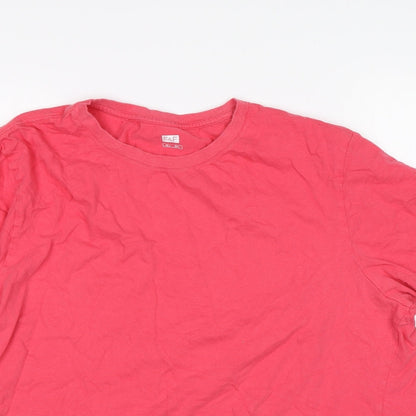 F&F Womens Pink  Cotton Basic T-Shirt Size L Round Neck