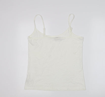 M&S Womens White  Viscose Basic Tank Size 12 Round Neck
