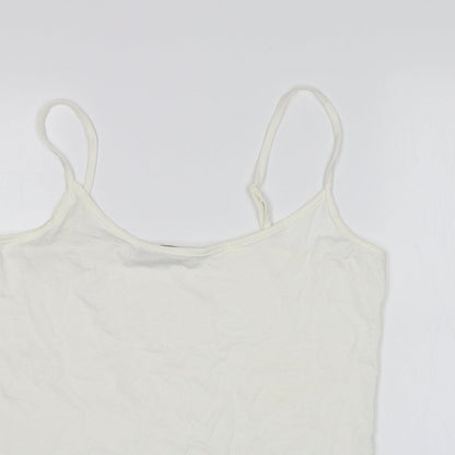 M&S Womens White  Viscose Basic Tank Size 12 Round Neck