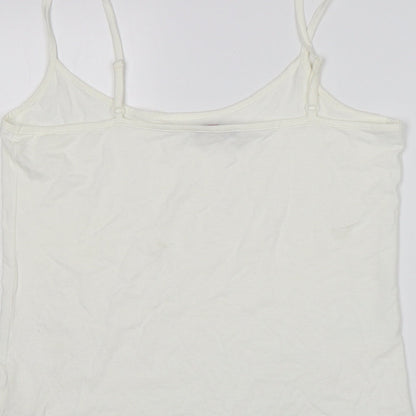 M&S Womens White  Viscose Basic Tank Size 12 Round Neck