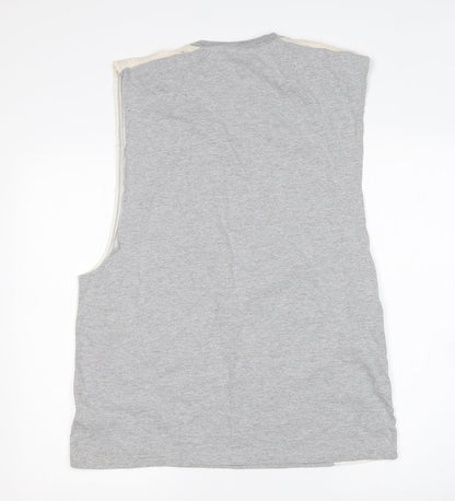 Back view of boohooMAN men’s multicoloured cotton basic tank, size L, round neck
