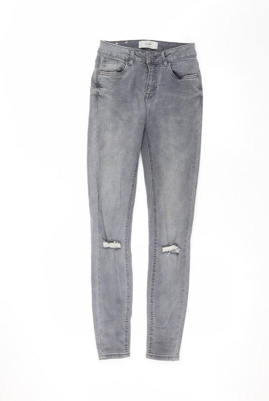 New Look Womens Grey  Cotton Skinny Jeans Size 8 L29 in Regular
