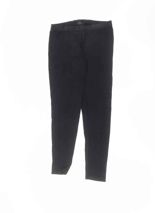 Topshop Womens Black  Viscose Trousers  Size 10 L23 in Regular