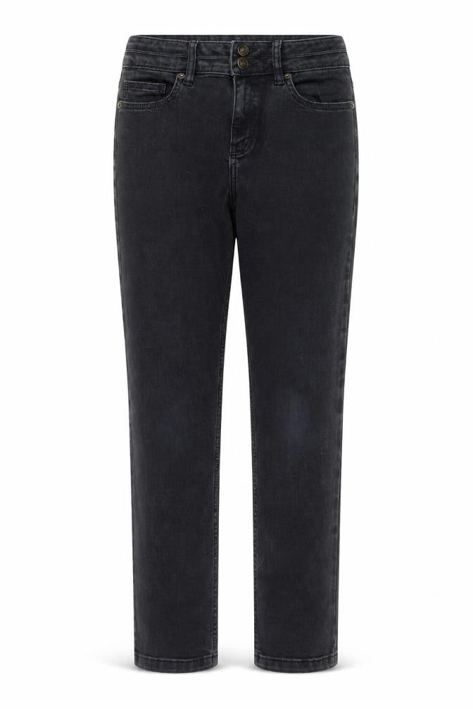 Front view of F&F women’s black cotton skinny jeans, size UK 10, 27-inch leg regular