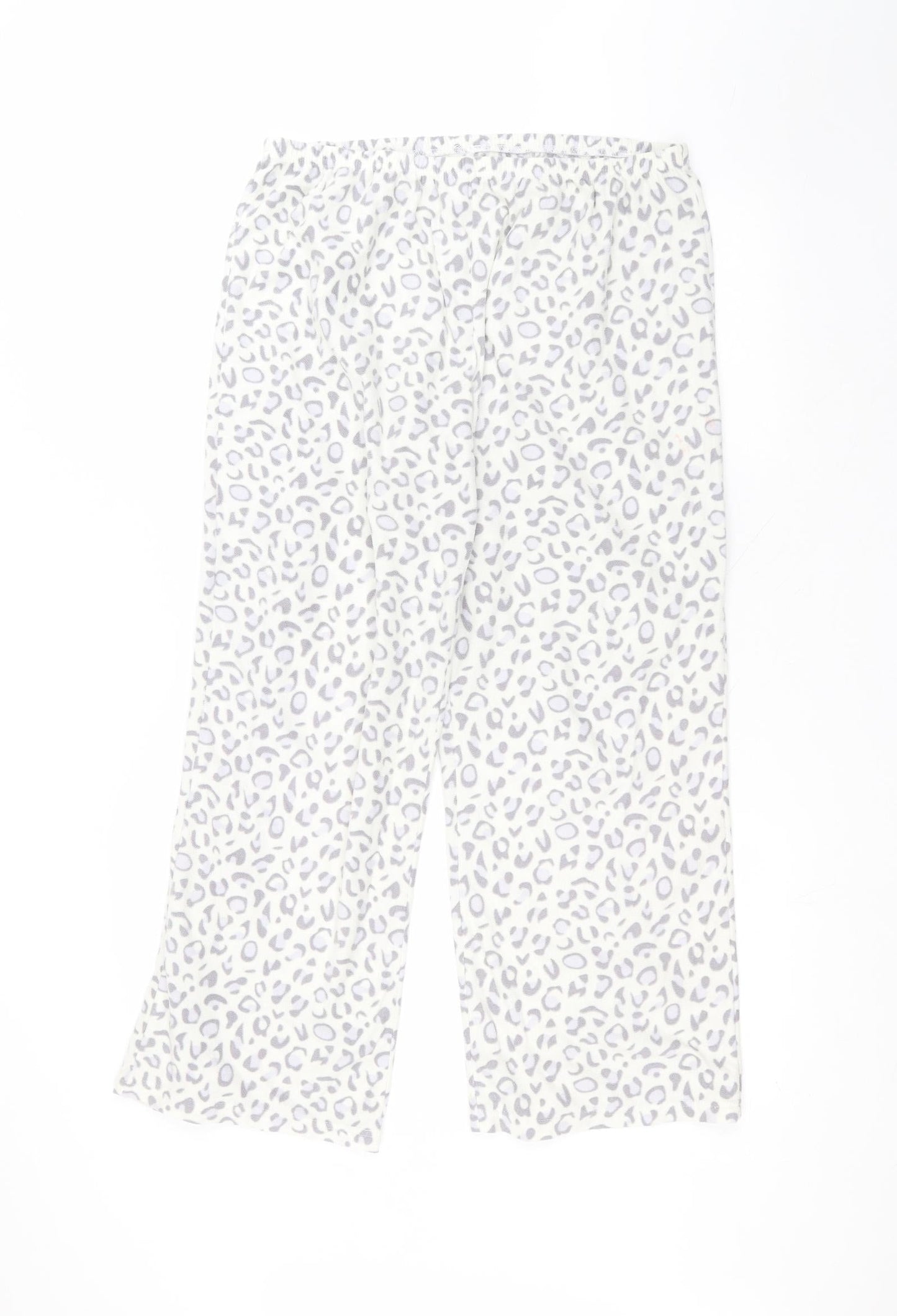 F&F Womens White Animal Print Polyester Sweatpants Trousers Size 12 L24 in Regular