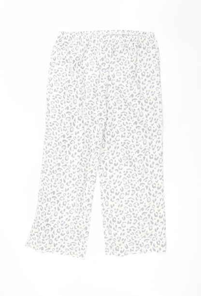 F&F Womens White Animal Print Polyester Sweatpants Trousers Size 12 L24 in Regular