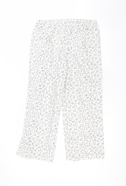 F&F Womens White Animal Print Polyester Sweatpants Trousers Size 12 L24 in Regular