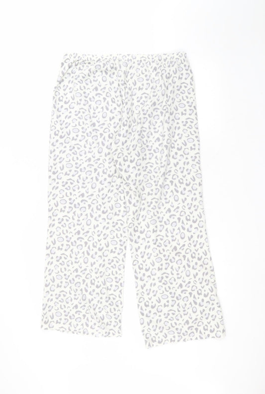 F&F Womens White Animal Print Polyester Sweatpants Trousers Size 12 L24 in Regular