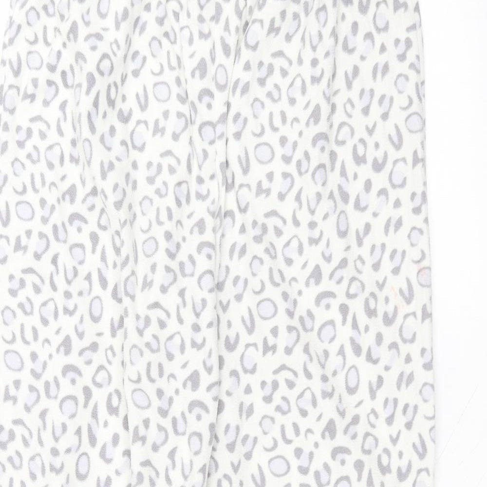 F&F Womens White Animal Print Polyester Sweatpants Trousers Size 12 L24 in Regular