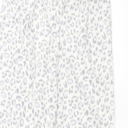 F&F Womens White Animal Print Polyester Sweatpants Trousers Size 12 L24 in Regular