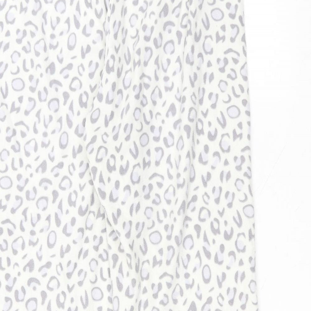 F&F Womens White Animal Print Polyester Sweatpants Trousers Size 12 L24 in Regular