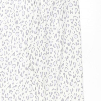 F&F Womens White Animal Print Polyester Sweatpants Trousers Size 12 L24 in Regular