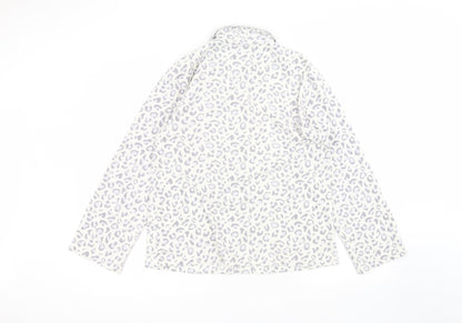 F&F Womens White Animal Print Polyester Basic Button-Up Size 12 Collared