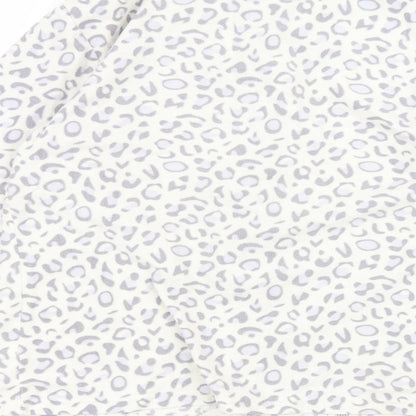 F&F Womens White Animal Print Polyester Basic Button-Up Size 12 Collared