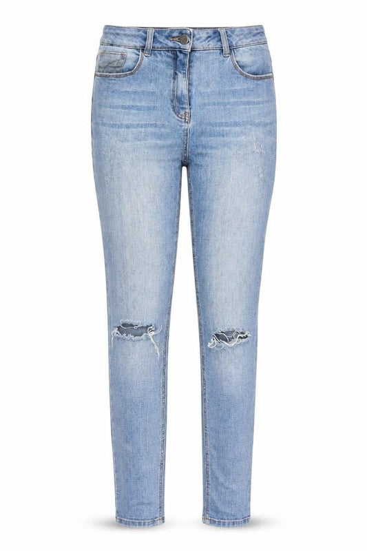 Front view of Matalan women’s blue cotton skinny jeans, size UK 10, 29-inch leg regular