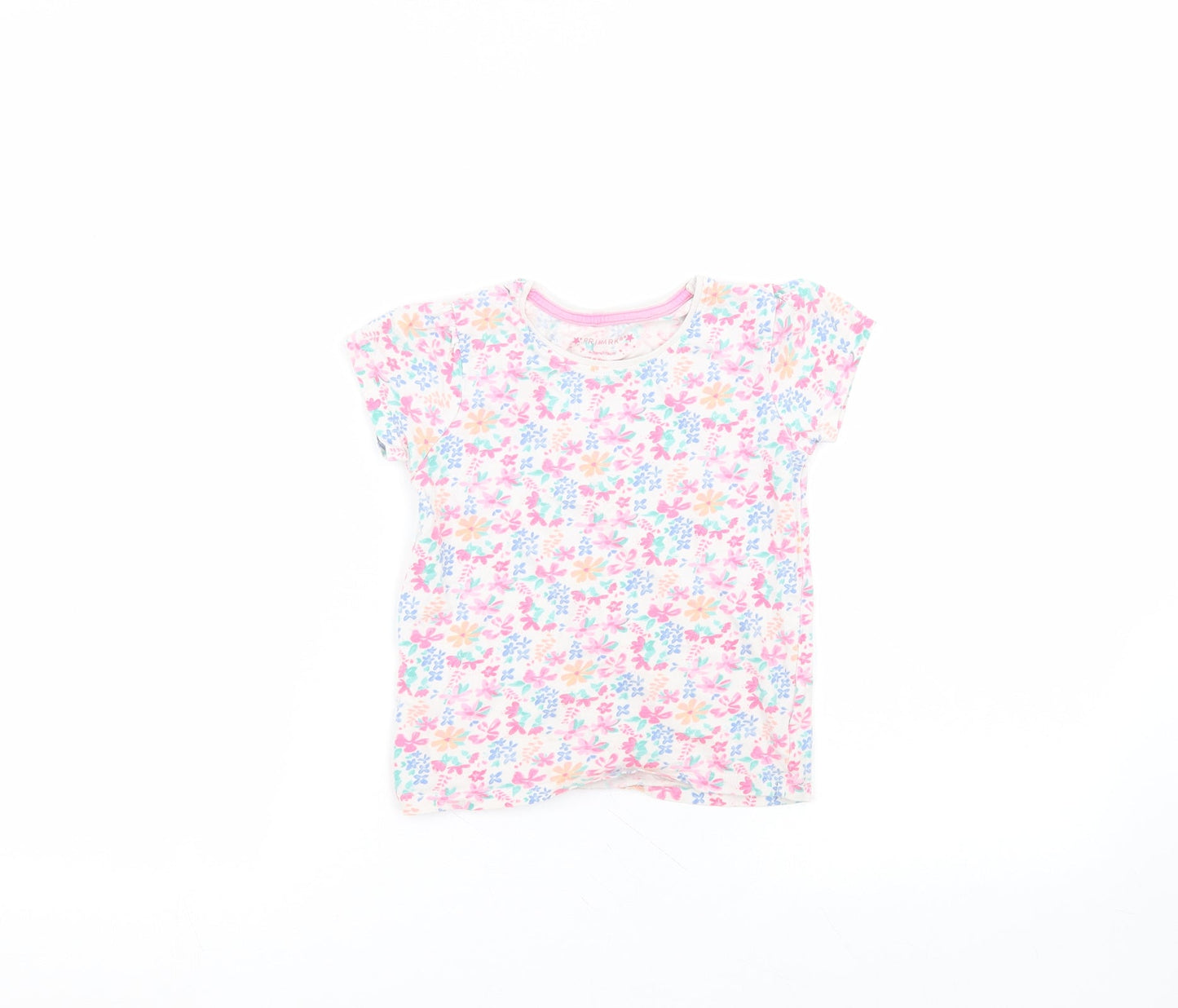 Primark Girls White  Cotton Basic T-Shirt Size 4-5 Years Round Neck